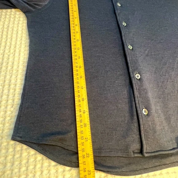 Men's CANALI COTTON JERSEY BUTTON DOWN SHIRT SZ MEDIUM BLUE - Picture 6 of 7